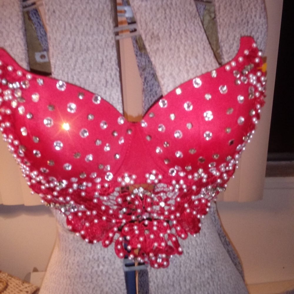 Sparkly Red Rhinestone Bra